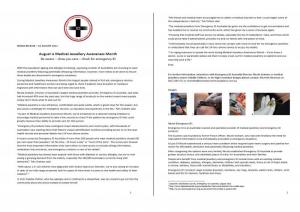 Medical Jewellery Awareness Month National Media Release 2012