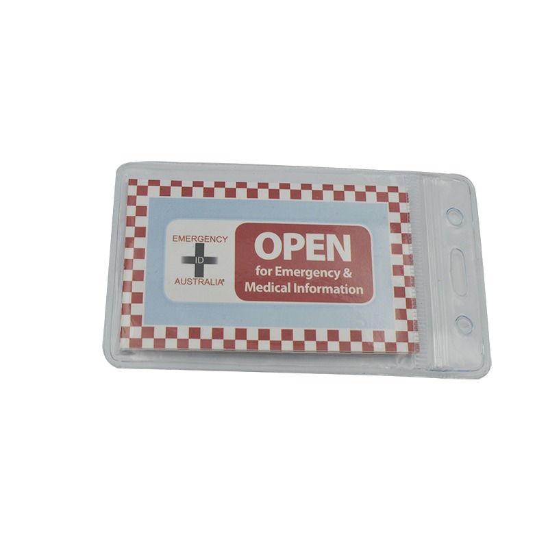 We recommend you add a PVC pouch with Emergency ID card inside