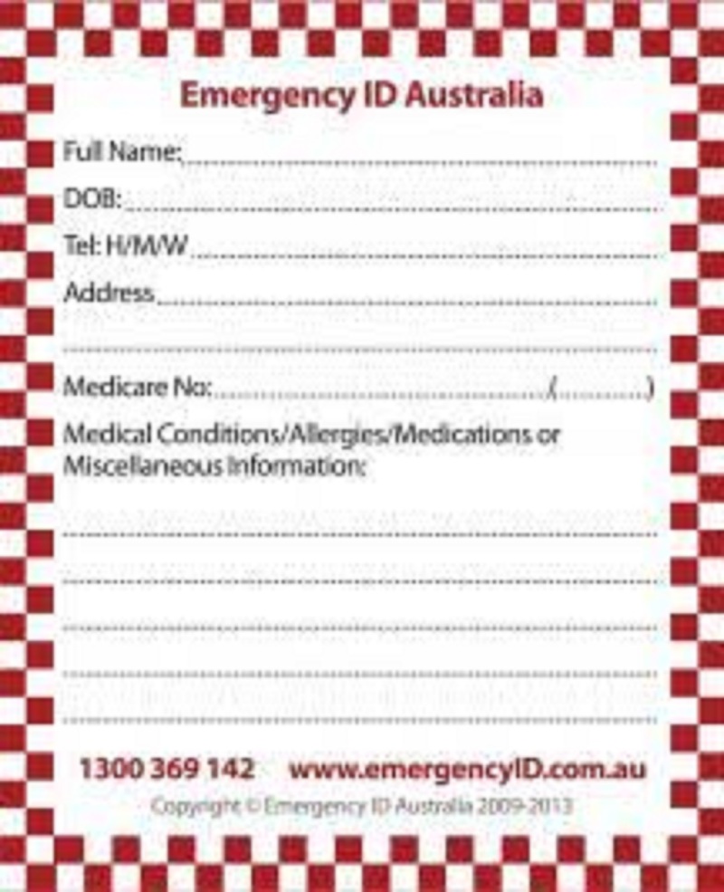 Medical alert ID information card that comes with insulated medication bags