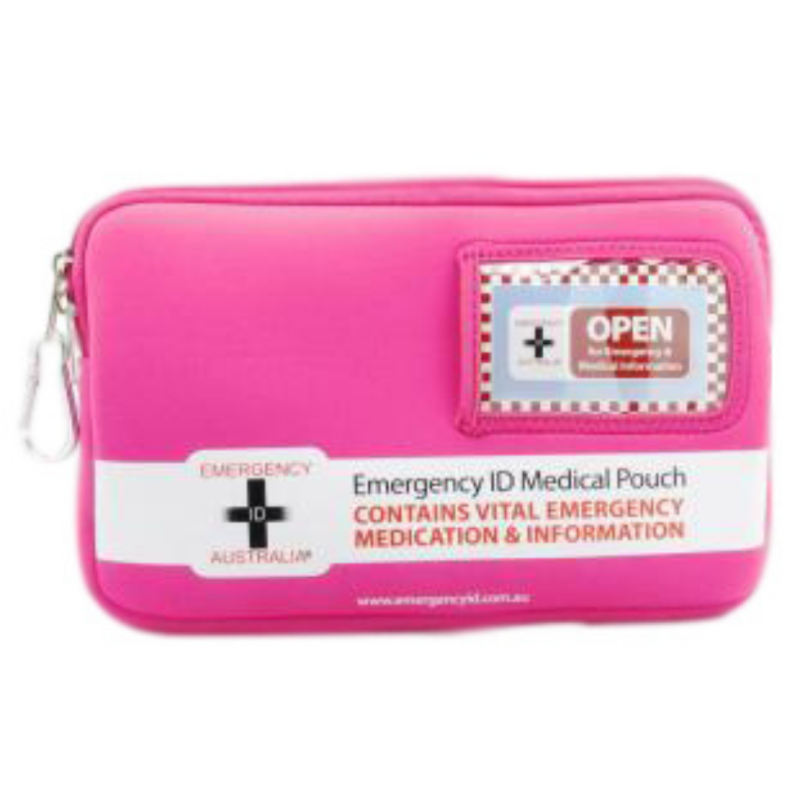 Emergency ID Medication Bag – Pink- LARGE Size by Emergency ID Australia