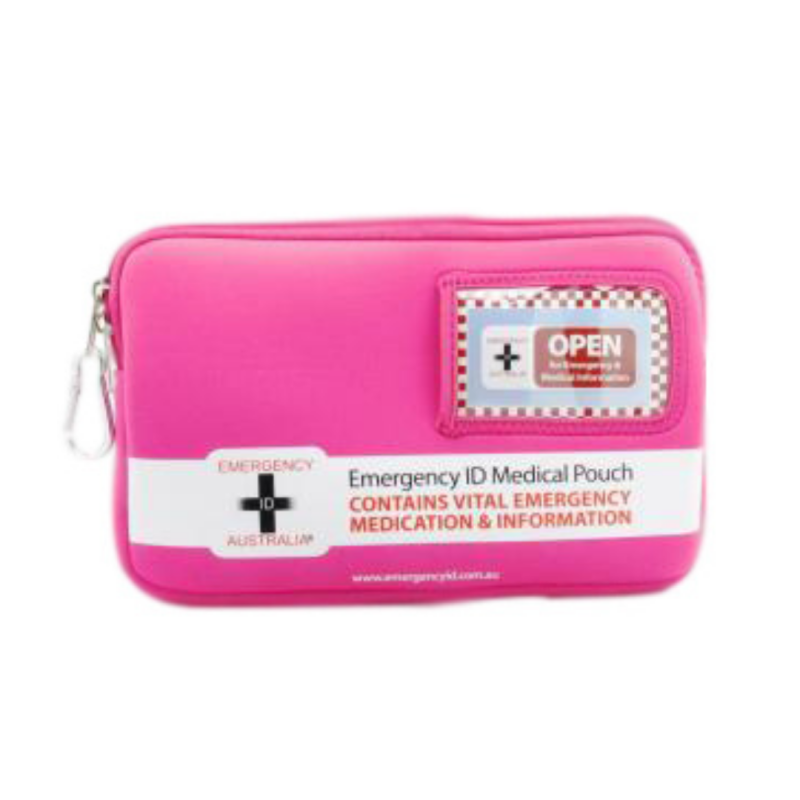 Emergency ID Medication Bag – Pink- MEDIUM Size by Emergency ID Australia