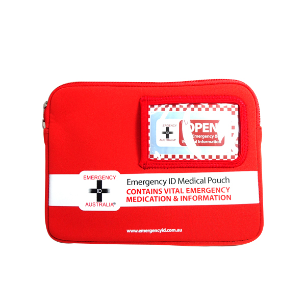 Emergency ID Medication Bag – First Aid Red - MEDIUM Size by Emergency ID Australia
