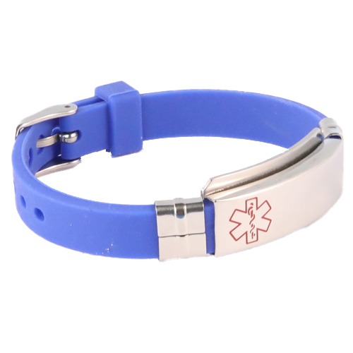 Slim Engraved Silicone Royal Blue Wristband - Emergency ID Australia