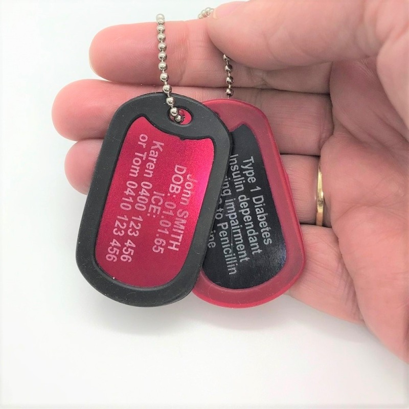 Double dog tag Emergency ID necklace