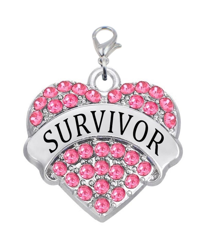 Heart Shaped Pink Bling Survivor Charm