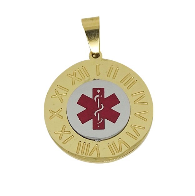 Roman Numerals Necklace Pendant Emergency ID medical alert
