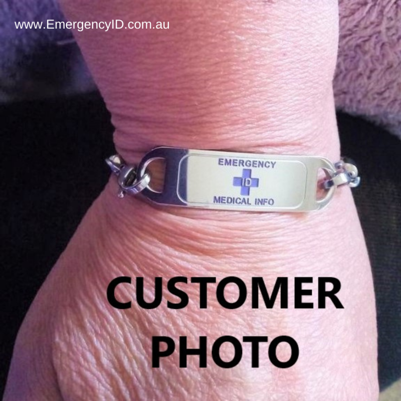 CUSTOMER'S PHOTO Wynyard Style Emergency ID medical alert bracelet