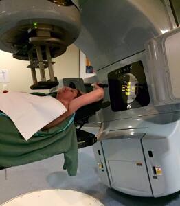 Nicole Graham having radiation treatment