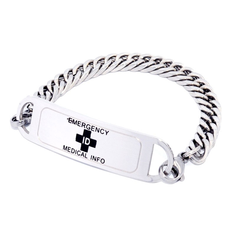 Emergency ID Silver Toned Bracelets