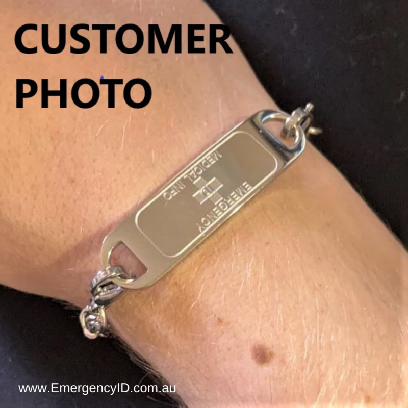 CUSTOMER'S PHOTO Longford Style Emergency ID medical alert bracelet (2)