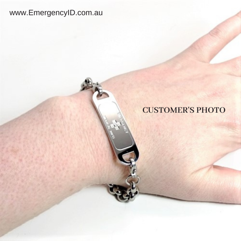 CUSTOMER'S PHOTO Longford Style medical alert Emergency ID bracelet