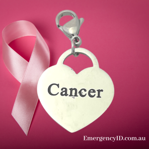 Heart Charm - CANCER by Emergency ID Australia
