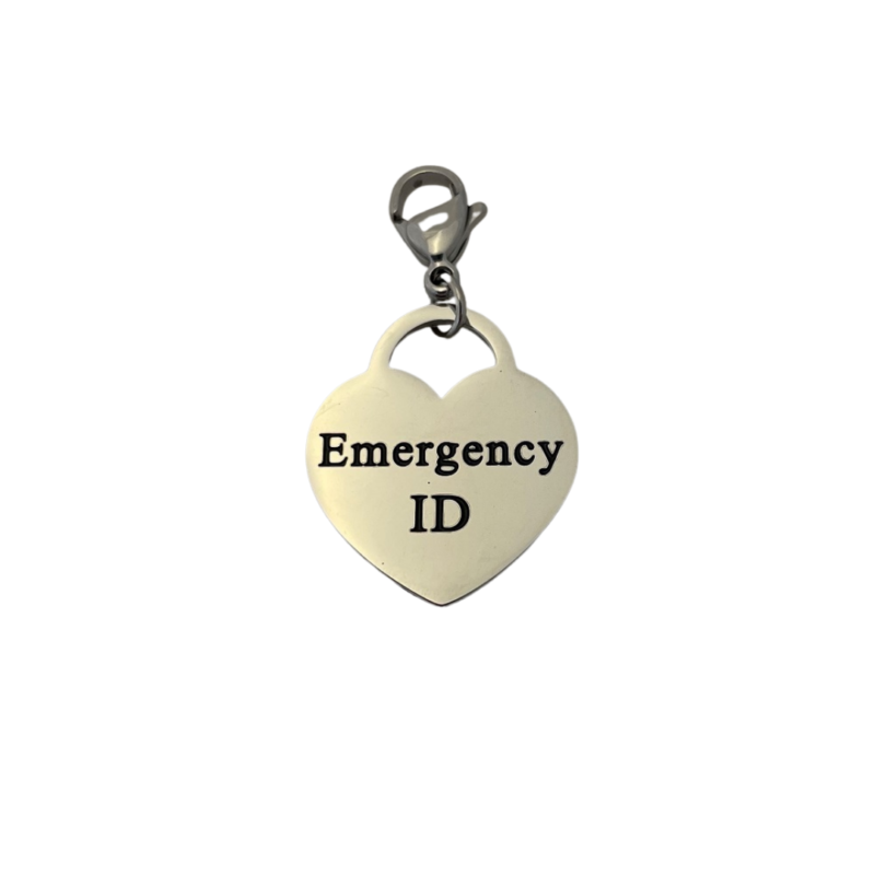 Heart Charm EMERGENCY ID alert charm by Emergency ID Australia