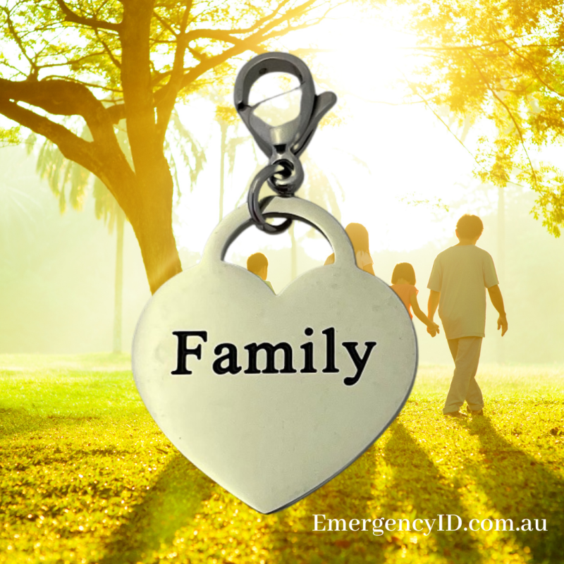 Heart Charm - FAMILY by Emergency ID Australia