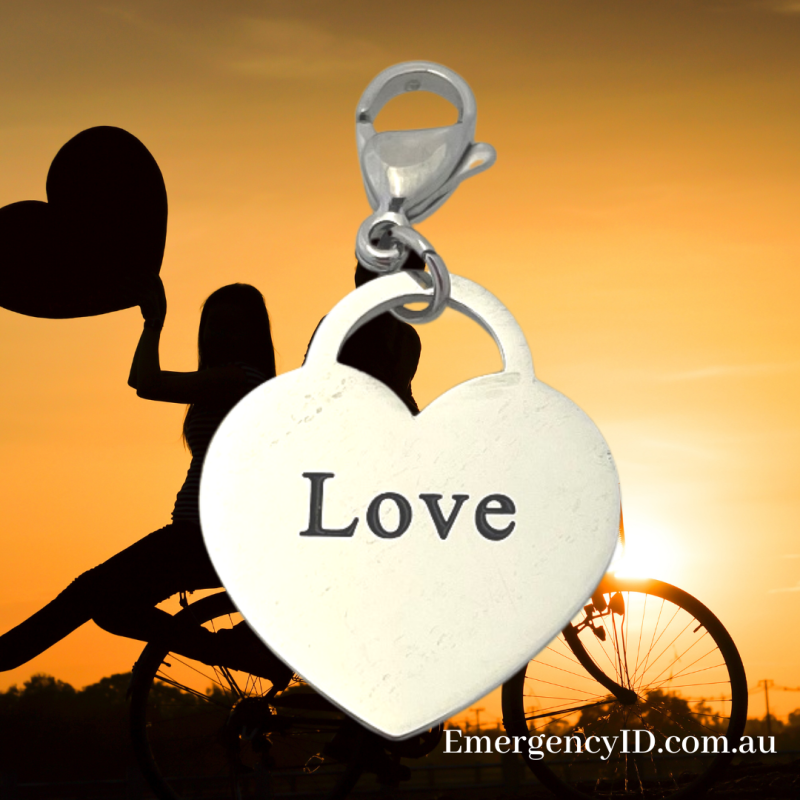 Heart Charm - LOVE by Emergency ID Australia