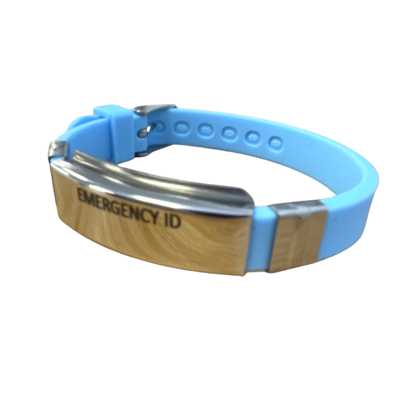 BLUE Slim Watchband Style Silicone Wristband by Emergency ID Australia medical alerts (1)