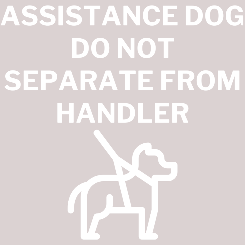 VINYL DECAL STICKER - ASSISTANCE DOG DO NOT SEPARATE FROM HANDLER