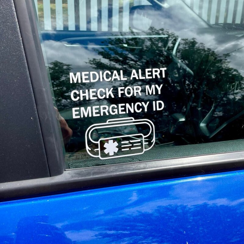 Example of Emergency ID Australia decal sticker shown on vehicle for medical alerts 5