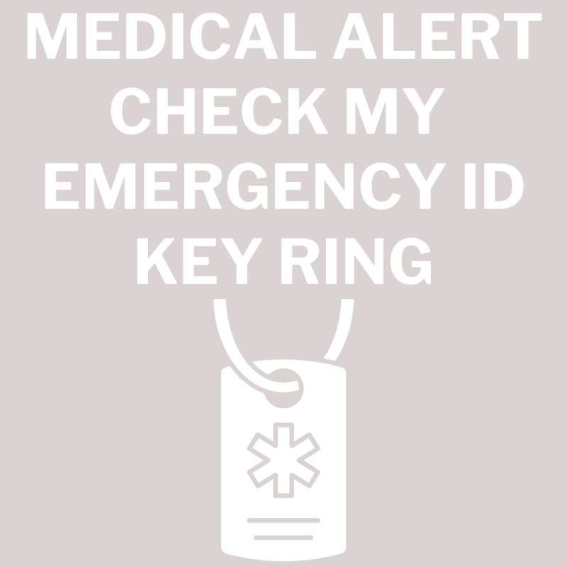 VINYL DECAL STICKER - MEDICAL ALERT CHECK MY EMERGENCY ID KEY RING