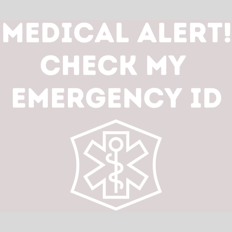 VINYL DECAL STICKER - MEDICAL ALERT! CHECK MY EMERGENCY ID WITH MEDICAL SYMBOL
