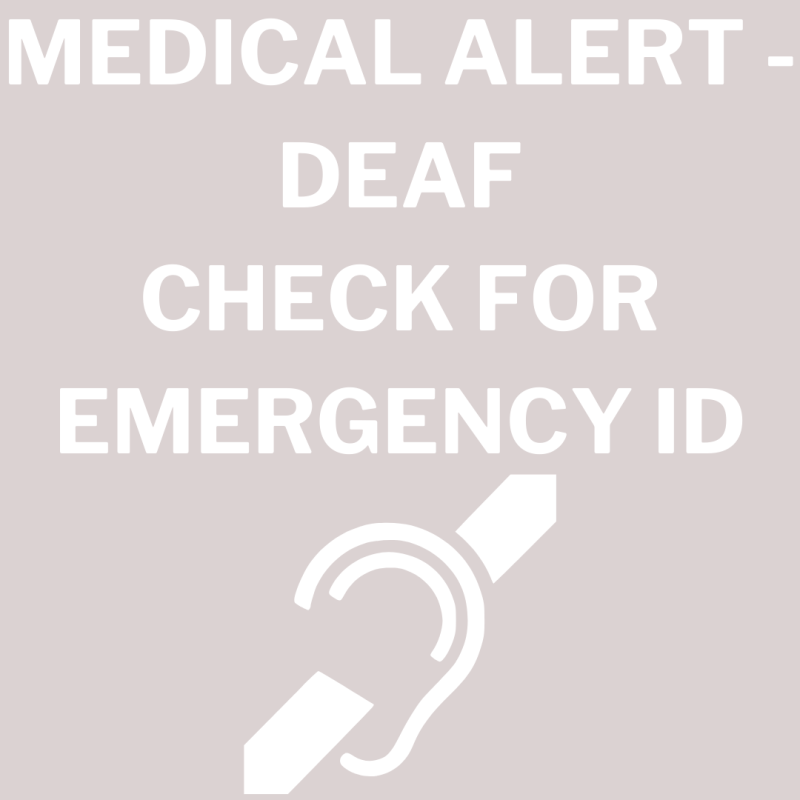 VINYL DECAL STICKER - MEDICAL ALERT DEAF CHECK FOR EMERGENCY ID