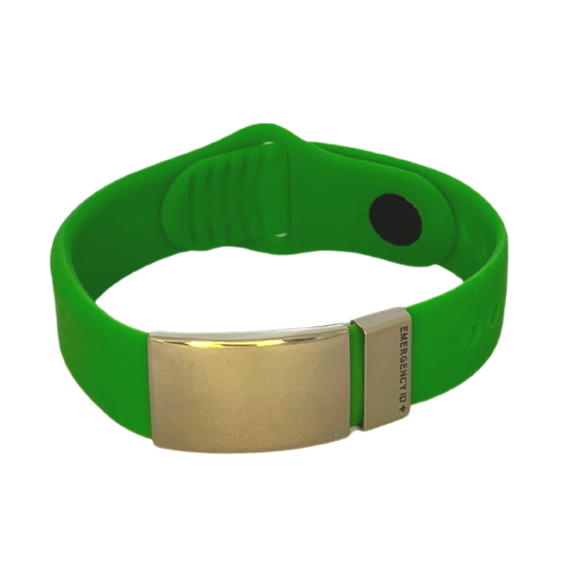 Slide & Secure Silicone ID Wristband GREEN FRONT