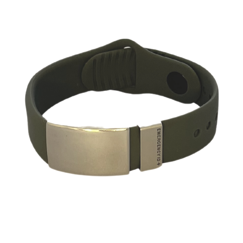 Slide & Secure Silicone ID Wristband GREY FRONT