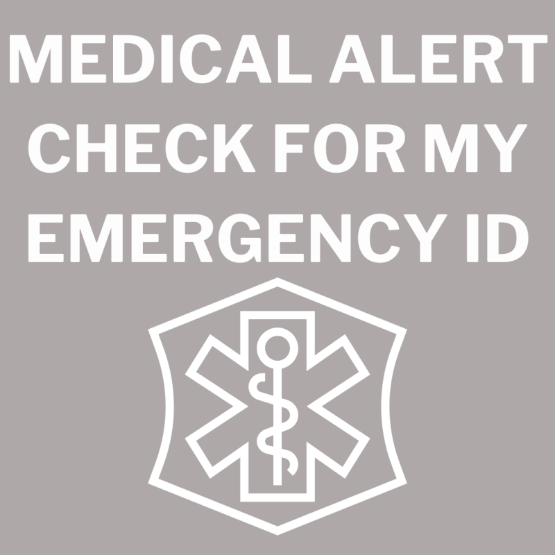 VINYL DECAL STICKER — MEDICAL ALERT CHECK MY EMERGENCY ID with MEDICAL SYMBOL