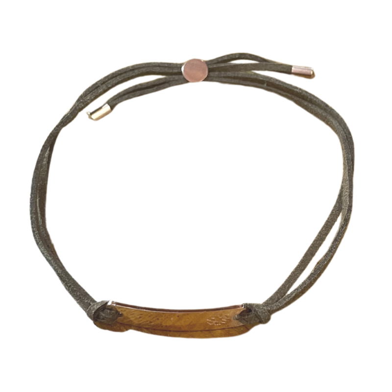 Leather Adjustable Alert Bracelet - Brown & Rose Gold (6)