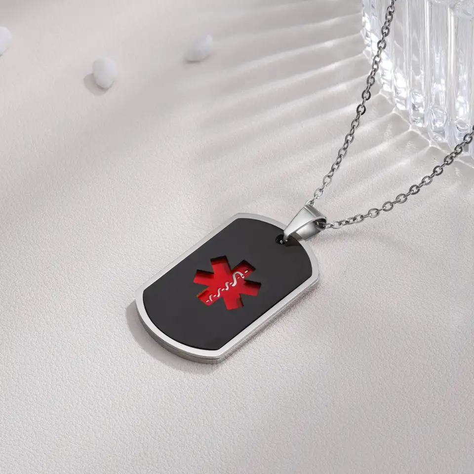 Stainless Medical ID Dog Tag Necklace | Lauren's Hope